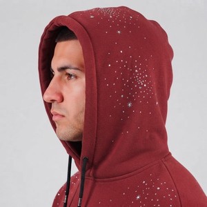 <b>Men's</b> <b>Red</b> Dot Print Hooded <b>Sweatshirt</b> Oversized Cotton French Terry Casual Autumn Streetwear Pullover with Kangaroo Pocket - Product Image 4