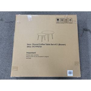 Set di 2 tavolini da caffè impilabili da 27,56 pollici con piano circolare in legno e robusta base in metallo - Collezione di tavolini rotondi Liv's - Product Image 6