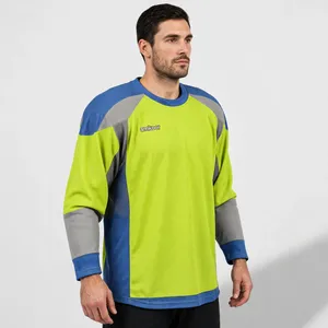 Maillot de hockey sur glace personnalisé pour homme, manches longues, col en V, blocs de couleur, 100 % polyester, maille respirante, évacuation de l'humidité, sport - Product Image 4