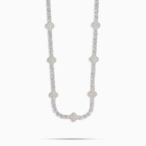 Luxury VVS Moissanite Clover Tennis Necklace 925 Sterling <b>Silver</b> Four Leaf Clover <b>Choker</b> Necklace for Women - Product Image 2