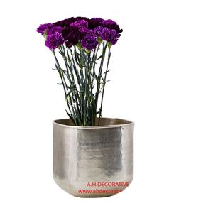 Hand Hammered Silver Chrome Plated Aluminum American Minimalist Durable High Standard Quality <b>Table</b> Flower Flower Pots - Product Image 1