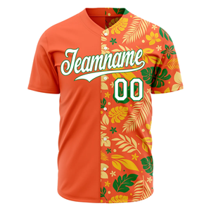 Uniformes de Béisbol Premium de Primera Calidad con Camisetas de Malla de Alta Calidad y Jersey con Cuello en V, Botones Frontales y Manga Corta en Naranja - Product Image 2