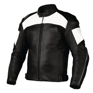 <b>Men's</b> Faux Leather CE Certified Motorcycle <b>Jacket</b>-Premium Black & <b>White</b> Biker Racing <b>Jacket</b> with Protective Armor Pockets - Product Image 3
