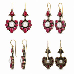 Boucles d'oreilles pendantes ethniques fantaisie en argent plaqué et rubis pour femmes, vente en gros, directement du fabricant - Product Image 4