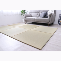 Matras Lantai Puzzle Serat Alami Tanpa Pinggiran Buatan Mesin Anti-Selip Gaya Japandi Modern 4 Variasi Warna Seri PEER 70x70cm