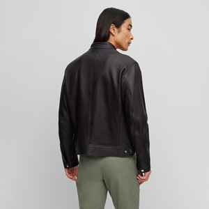 Chaqueta de Cuero y Lona para Hombre, Diseño Moderno y Cómodo 2026, Cuello Alto de Piel de Oveja, Alta Calidad, Mangas Completas - Product Image 3