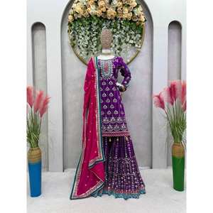 Conjunto de Traje de Fiesta de Chifón Talla XL con Detalles de Hilo y Lentejuelas - Product Image 5