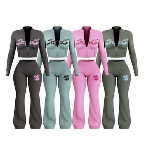 Sweat-shirt en molleton 100 % coton brodé pour femme, style vintage, léger, écologique, anti-transpiration, avec cordon de serrage, pour le yoga et le streetwear - Product Image 1