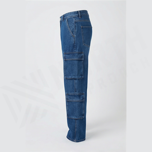 Pantalones Vaqueros Cargo de Cintura Alta para Hombre, Corte Regular, Algodón, Color Sólido, Lavado Claro, Secado Rápido, Pantalones de Otoño - Product Image 3