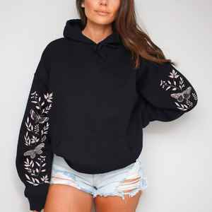 Sudadera con Capucha Oversize de Felpa 100% Algodón, Suave y Cálida, con Detalle de Lentejuelas y Bordado 3D, Estilo Casual de Otoño - Product Image 6