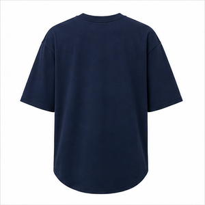 Custom Deep Marine <b>Blue</b> Mercerized Cotton <b>Mens</b> Oversized Short Sleeve Crew Neck T-<b>Shirt</b> MTS-OVR-0006 - Product Image 3