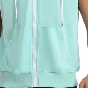 Débardeur à capuche gris uni en coton pour hommes, coupe musculaire, grande taille, vêtements de sport pour la musculation, fournisseurs - Product Image 4