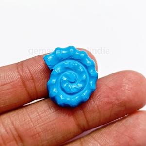 Blue Turquoise <b>Shell</b> Shape Carved Gemstone Cabochon 22mm Natural Stone Carving Loose Turquoise Gemstone Jewelry Making Wholesale - Product Image 6