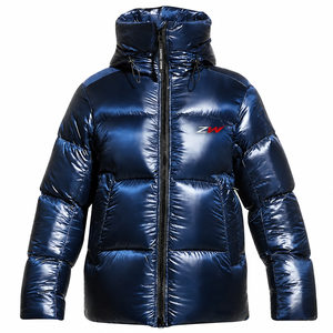 Men's Winter Puffer Jacket Shiny <b>Coat</b> Windproof <b>Waterproof</b> Stand Collar Zip Casual Outerwear <b>Padded</b> Hooded Front Custom - Product Image 1