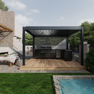 Tenda Parasole Elettrica a Lamelle con Luce LED e Telecomando, Tapparelle Multifunzione per Patio, Pergola e Gazebo - Product Image 4