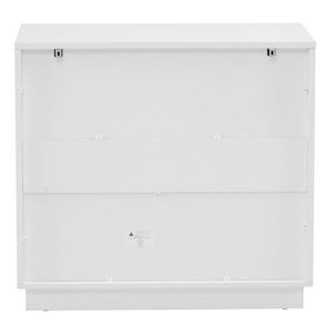 Comodino a Tre Livelli con Quattro Cassetti, Ante con Motivo Ondulato, Bianco, in Particelle P2 e Pannello a Densità Media - Product Image 4
