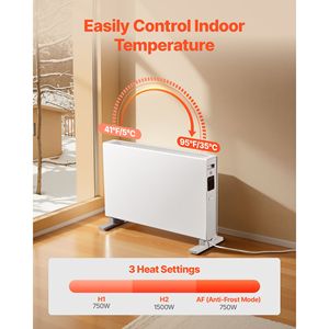 Riscaldatore Elettrico a Pannello da 1500W con Telecomando Touch, 3 Modalità, Timer 24H, Montaggio a Parete o su Supporto, Riscaldatore a Convezione a Infrarossi Lontani - Product Image 4