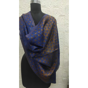 Premium Fine Wool Zari Pyramid Stoles Luxury Fine Wool Silk Lurex Blend <b>Shawls</b> 70x200 Cms Elegant Designer <b>Wraps</b> for Women - Product Image 4