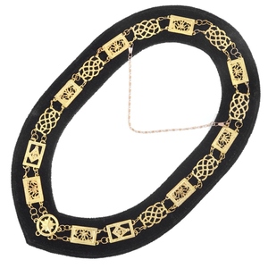 Grand Officers Blue Lodge Chain Collar - Gold Plated On <b>Black</b> <b>Velvet</b> - Product Image 5