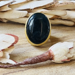 New Arrival Black Onyx Statement Boho Brass <b>Ring</b> For Women 18k Gold Plated Floral Filigree <b>Ring</b> <b>Chunky</b> Handmade Wholesale <b>Ring</b> - Product Image 5