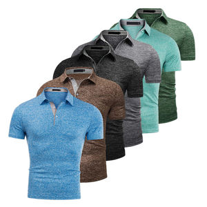 Polo en coton piqué vert à manches courtes pour homme, boutonné, coupe classique, tricoté, couleur unie, décontracté - Product Image 2