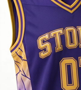 Conjunto de Camiseta de Baloncesto Storm, Morado y Dorado, Sublimado, Cuello en V, Sin Mangas, Pantalones Cortos con Cordón, Unisex, Corte Atlético para Adultos - Product Image 4