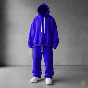 Custom Sweatpants and Hoodie Set Unisex Heavyweight 500GSM French Terry 100% Cotton Men's Hoodies & Sweatshirts Boxy <b>Tracksuit</b> - Product Image 3