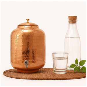 Distributeur d'eau en cuivre pur avec réservoir en cuivre martelé pour la maison, le bureau et la décoration de yoga – Matka en cuivre martelé - Product Image 5