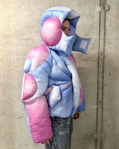 2026 <b>Men</b> <b>Hooded</b> <b>Puffer</b> <b>Jacket</b> Gradient Color Thick Quilted Winter Coat Stand Collar Streetwear - Product Image 6