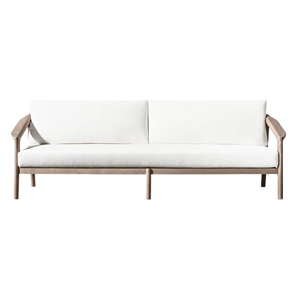 Premium Two Seat Outdoor <b>Sofa</b> Solid Teak <b>Wood</b> <b>Frame</b> Rattan Wicker Backrest Eco-Friendly Modern Minimalist Hotel Patio Lounge - Product Image 1