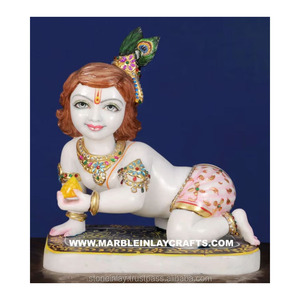 Bal Gopal Krishna Ji Indian God Handcrafted Decorative White Marble Lord Little Krishna <b>Statue</b> For Home Decoration And Worship. - Product Image 1