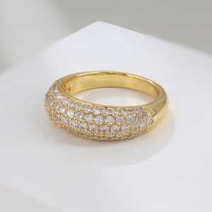 Round Cut Similar Diamond Half Eternity Band Dome Ring Lab Grown 14K Yellow Gold Wedding Engagement Party Proposal <b>Gift</b> <b>For</b> <b>Her</b> - Product Image 1