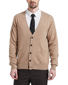 Cárdigan de punto liso de manga larga para hombre, cuello en V, abotonado con cremallera, fino y transpirable, para otoño - Product Image 4