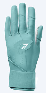 Guantes de Béisbol de Piel de Oveja Verde Menta para Mujer, con Palma Blanca Perforada, Dorso Azul Verdoso y Correa Ajustable para la Muñeca - Product Image 2