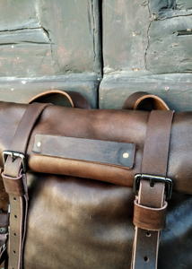 Style Leather <b>Roll</b> Top <b>Backpack</b> Premium Finish Rucksack For Upscale Boutique Luxury Travel Bag LRTB-0186 - Product Image 6