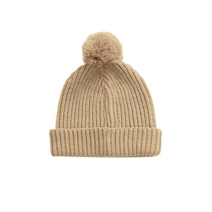 Bonnet en tricot d'hiver couleur beige clair, chaud, pliable, coupe-vent, séchage rapide, 100% laine, léger, avec poème - Product Image 1