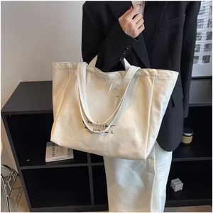 Plain Dyed Cotton Tote Bag Woven Eco Friendly Reusable <b>Canvas</b> <b>Shopper</b> Handbag Packaging Bag OEM Bulk Factory Direct Supplier - Product Image 3
