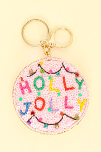 Holly Jolly Beaded Sequin <b>Hook</b> Keychain Eco-Friendly Light Weight for Christmas Charm Bag Accessory Gift Women Girls Holiday - Product Image 2