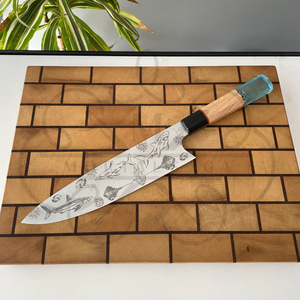 Cuchillo de Chef de Hoja Fija con Mango de Resina Epoxi Hecho a Mano, Hoja Japonesa de 10 Pulgadas, Herramienta Premium para Supervivencia y Camping al Aire Libre, Único - Product Image 3
