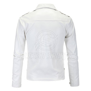 Veste en cuir pour homme, coupe ajustée, classique, vintage, tendance, confortable, vêtements d'extérieur - Product Image 2