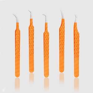 Pinzas de pestañas de extensión de pestañas personalizadas, agarre de diamante, sujeción fuerte, punta de fibra de 90 grados, tipo de punta puntiaguda de acero inoxidable, novedad - Product Image 2