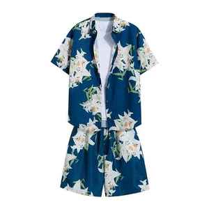 Ensemble chemise et short à imprimé floral pour homme, séchage rapide, respirant, tenue décontractée pour la plage et les vacances d'été, fournisseur direct d'usine - Product Image 2