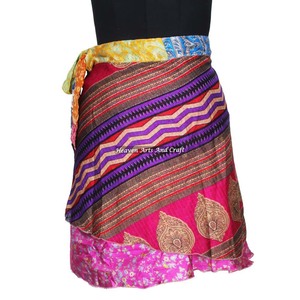 Vintage Indian Silk Sari Magic <b>Wrap</b> Around Mini Skirts <b>Beach</b> Wear Mini Skirt Latest New Style Silk <b>Wrap</b> Short Skirts Beachwear - Product Image 4