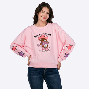 Sudaderas de Lujo con Apliques Bordados y Gráficos, Sudaderas Extra Grandes de Felpa de Algodón para Mujer, Sudadera con Cuello Redondo y Gráficos Rosas Personalizados - Product Image 3
