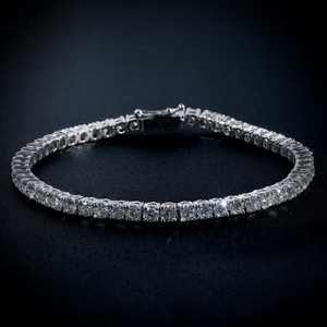 Bijoux Hip Hop de luxe, plaqué or blanc, argent sterling 925, diamant Moissanite VVS, bracelet chaîne tennis serti de diamants pour hommes et femmes - Product Image 6