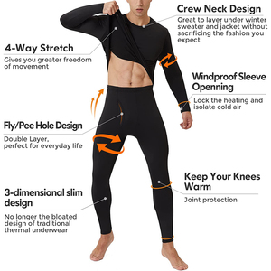 Conjunto Térmico de Compresión para Hombre, Manga Larga, Ropa Deportiva, Gimnasio, Running, Negro, Spandex, Algodón, Tejido Sin Costuras - Product Image 2