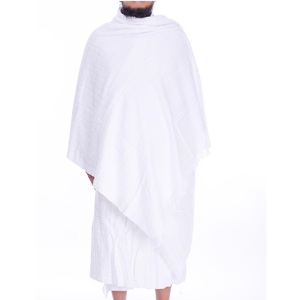 Thobe blanc en coton pour homme, robe de prière longue jusqu'aux chevilles, sans manches, style Moyen-Orient, respirant, coupe ample, Ihram modeste - Product Image 3