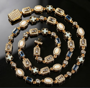Iced Out Brass Tennis Chain Necklace Oval and Rectangle Zircon Cross Clasp Rhodium Plated Hip Hop Jewelry - Product Image 5