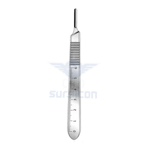 Mango de bisturí n.° 3 Palancas Quirúrgicas Reutilizables de Acero Inoxidable Sólido con Escala de Medición, Compatibles - Product Image 1