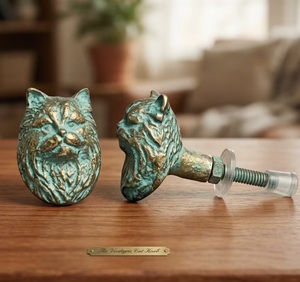 Poignée de tiroir et bouton de meuble en fonte moderne en forme de tête de chat, durable et écologique, pour armoire, commode, cuisine, chambre et salle de bain - Product Image 1